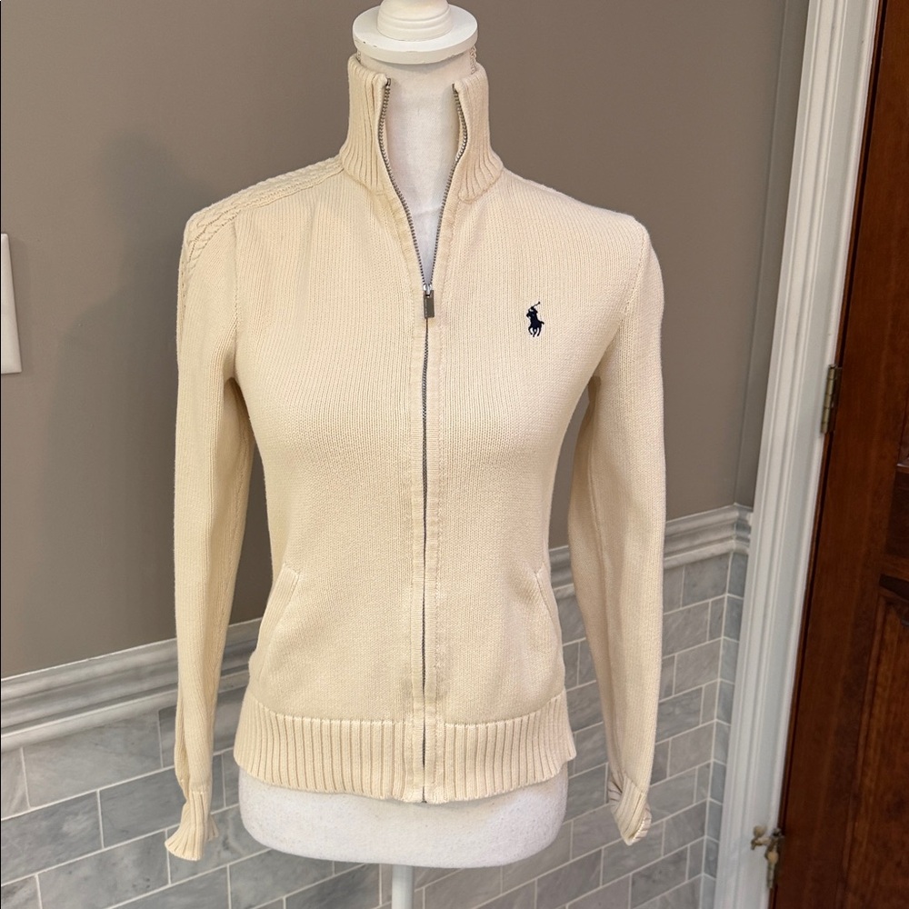 Ralph Lauren Beige Zip-Up Cardigan